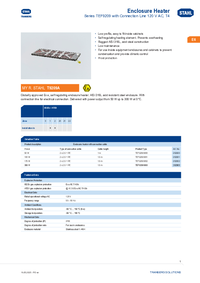 Thumbnail of document Data Sheet - TEF9209 Enclosure Heater w/Connection Line